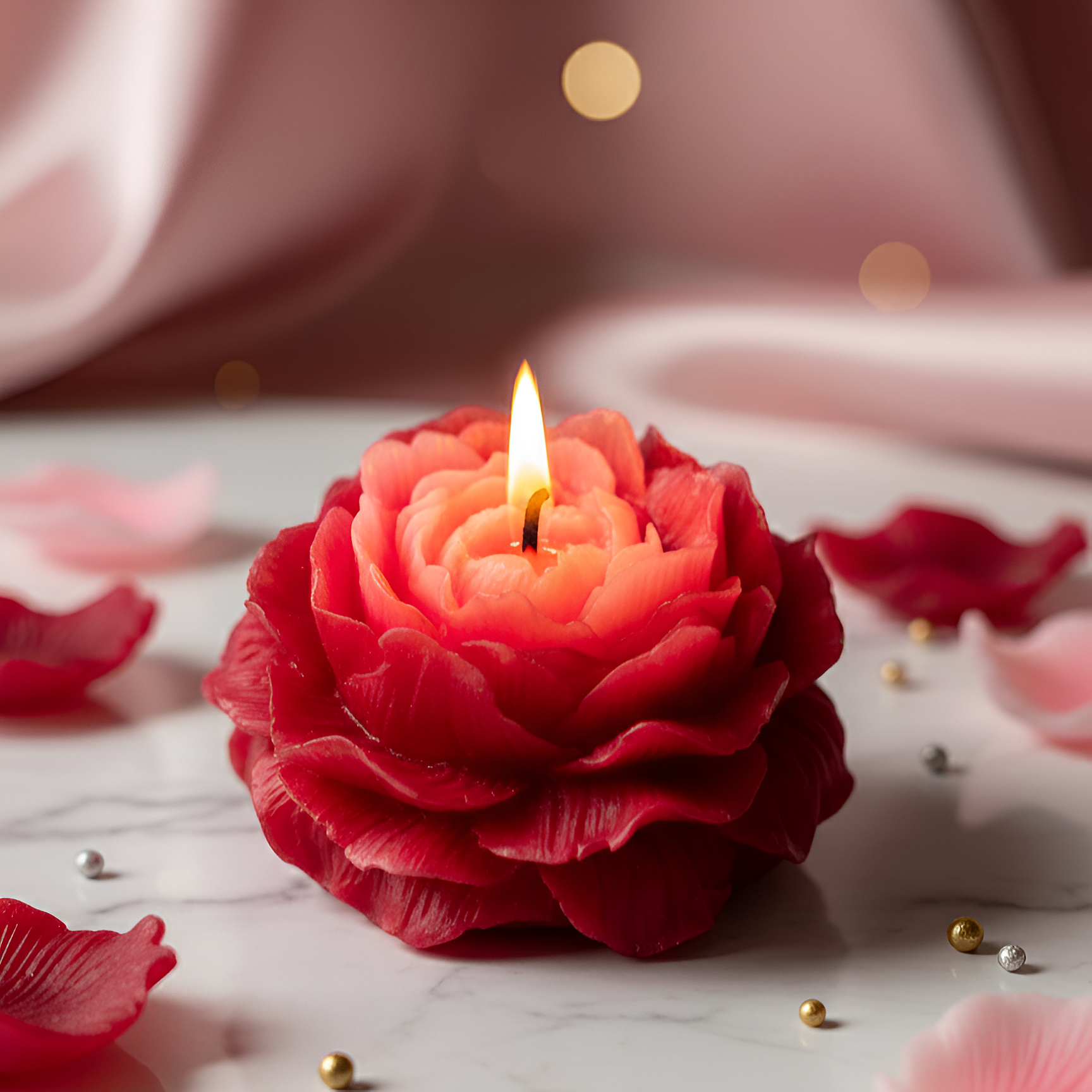 Scented Peony Candle – 3×2 Inch, Wax Type - Soy Wax , available in 4 Colors - Purple White / Pink White / White / Red.