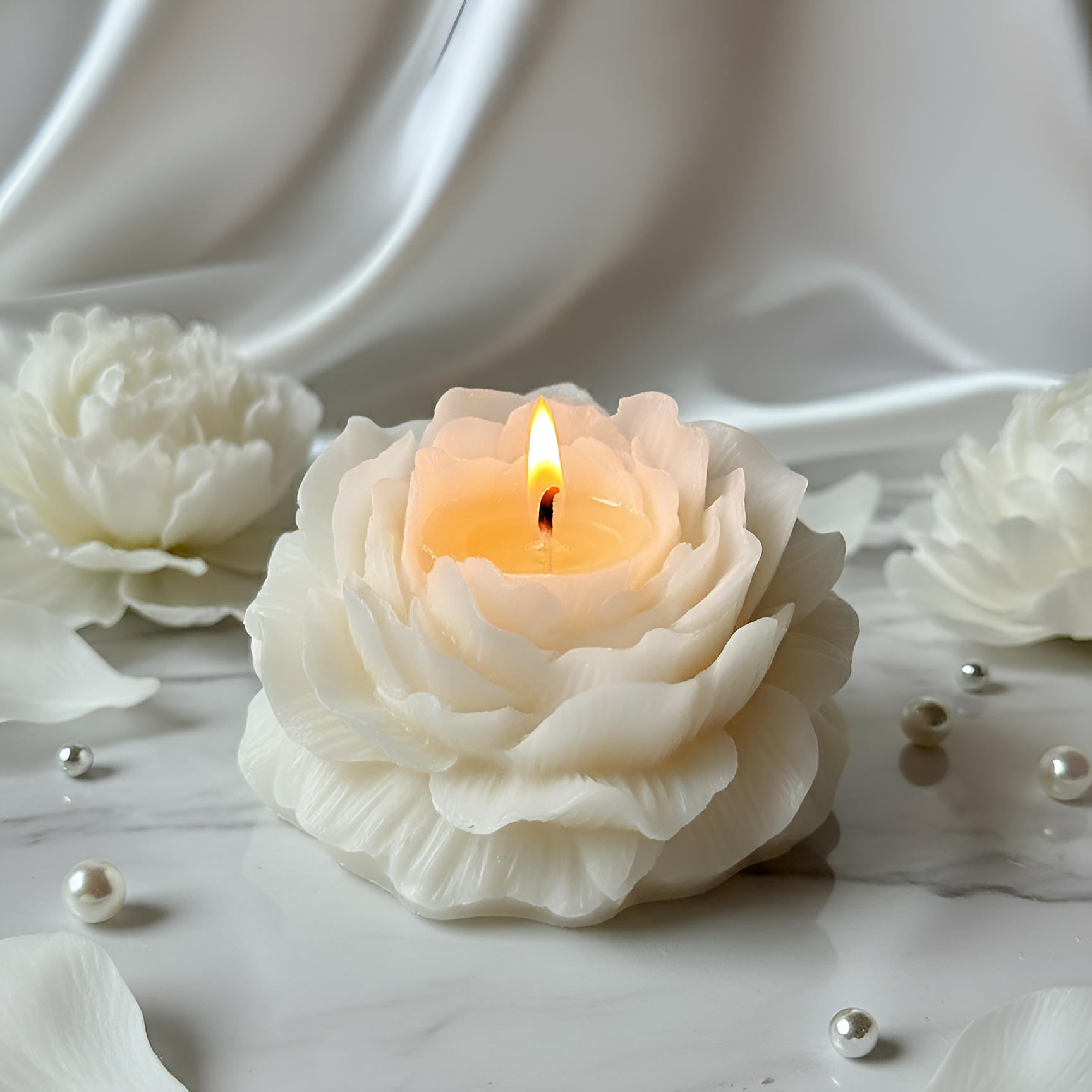 Scented Peony Candle – 3×2 Inch, Wax Type - Soy Wax , available in 4 Colors - Purple White / Pink White / White / Red.