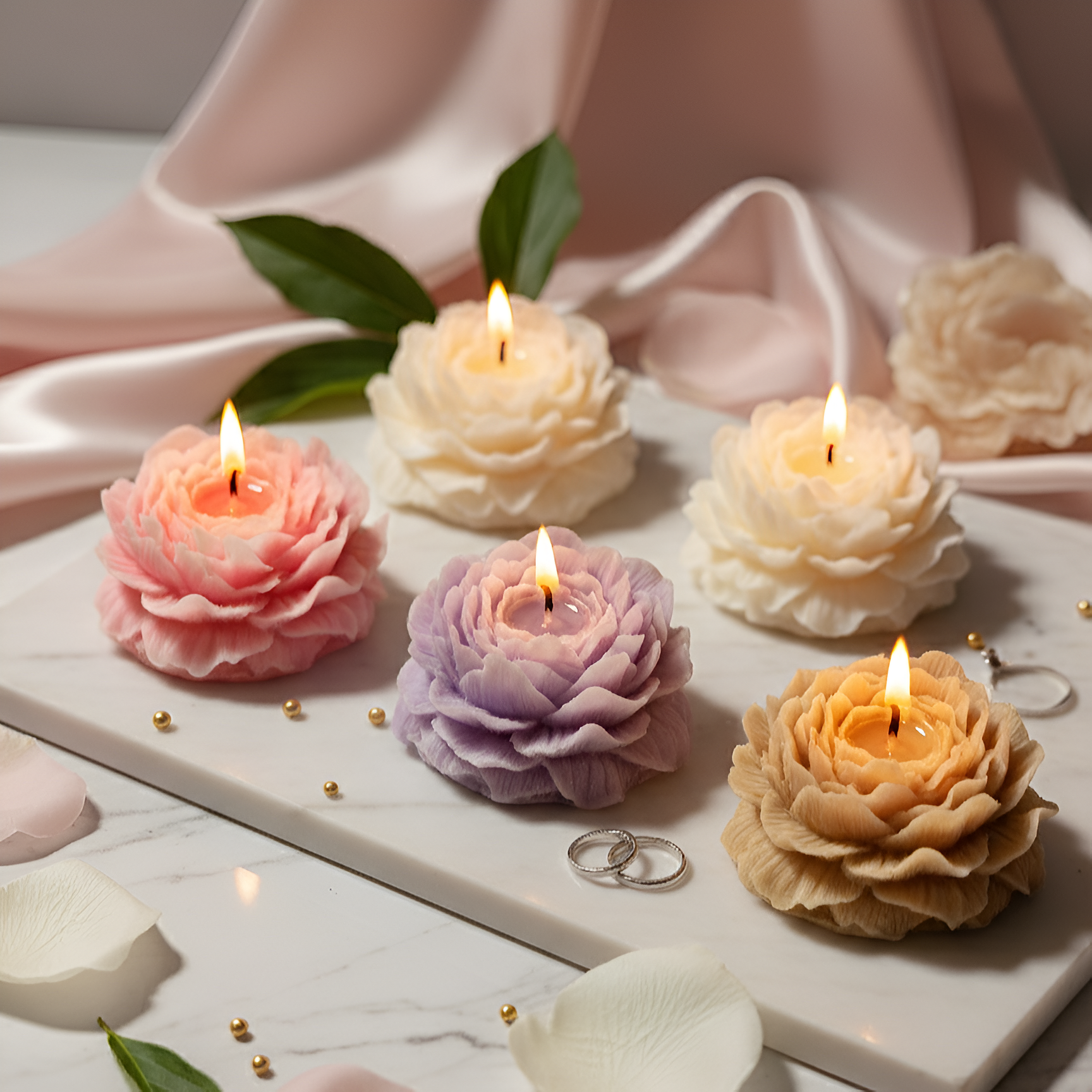 Scented Peony Candle – 3×2 Inch, Wax Type - Soy Wax , available in 4 Colors - Purple White / Pink White / White / Red.