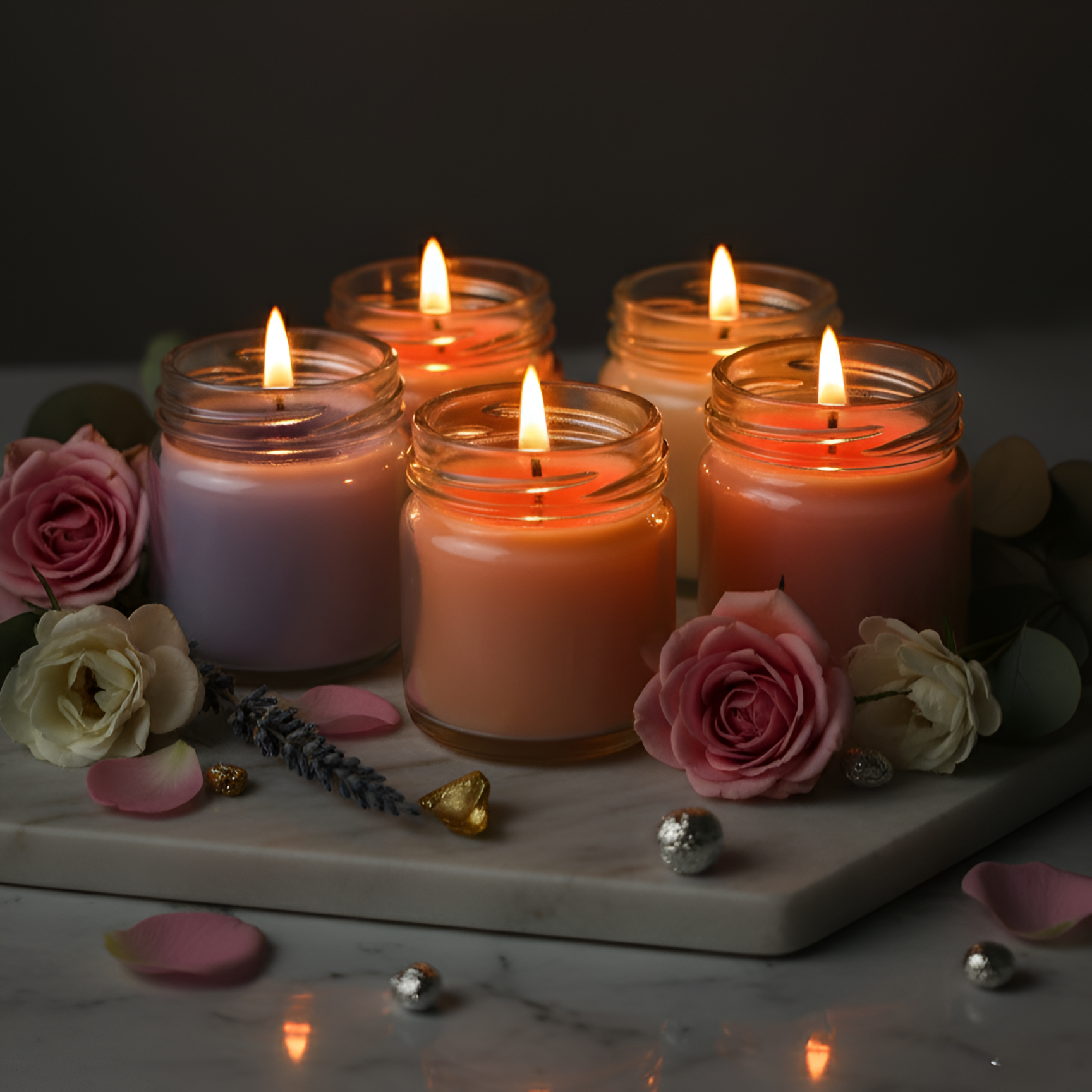 Set of 4 Scented Soy Wax Candle Jar – 40 ml Small Jar | Eco Cotton Wick