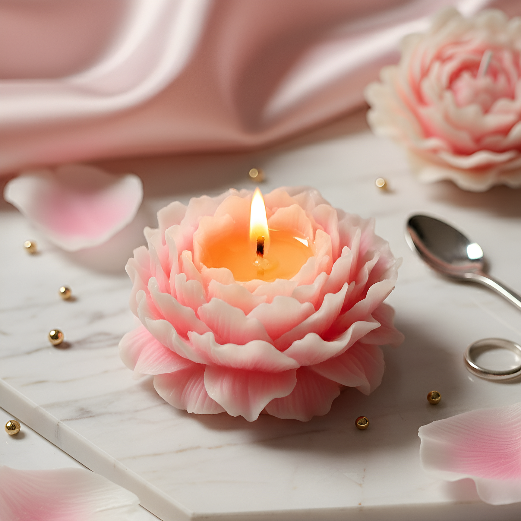 Scented Peony Candle – 3×2 Inch, Wax Type - Soy Wax , available in 4 Colors - Purple White / Pink White / White / Red.