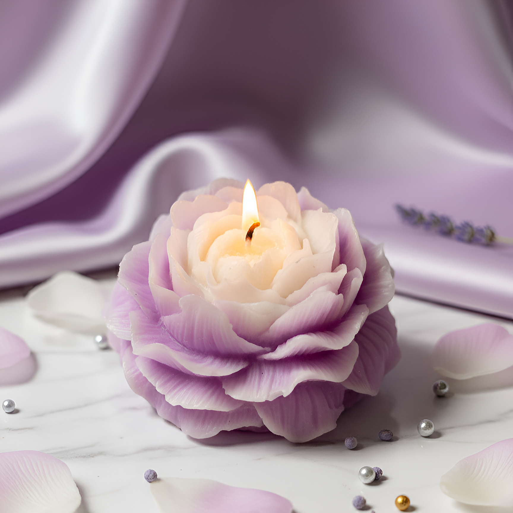 Scented Peony Candle – 3×2 Inch, Wax Type - Soy Wax , available in 4 Colors - Purple White / Pink White / White / Red.